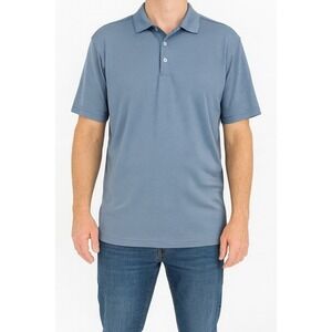 Pebble Beach Dry‎ Luxe Performance Golf Polo Shirt Striped Blue Mens Large